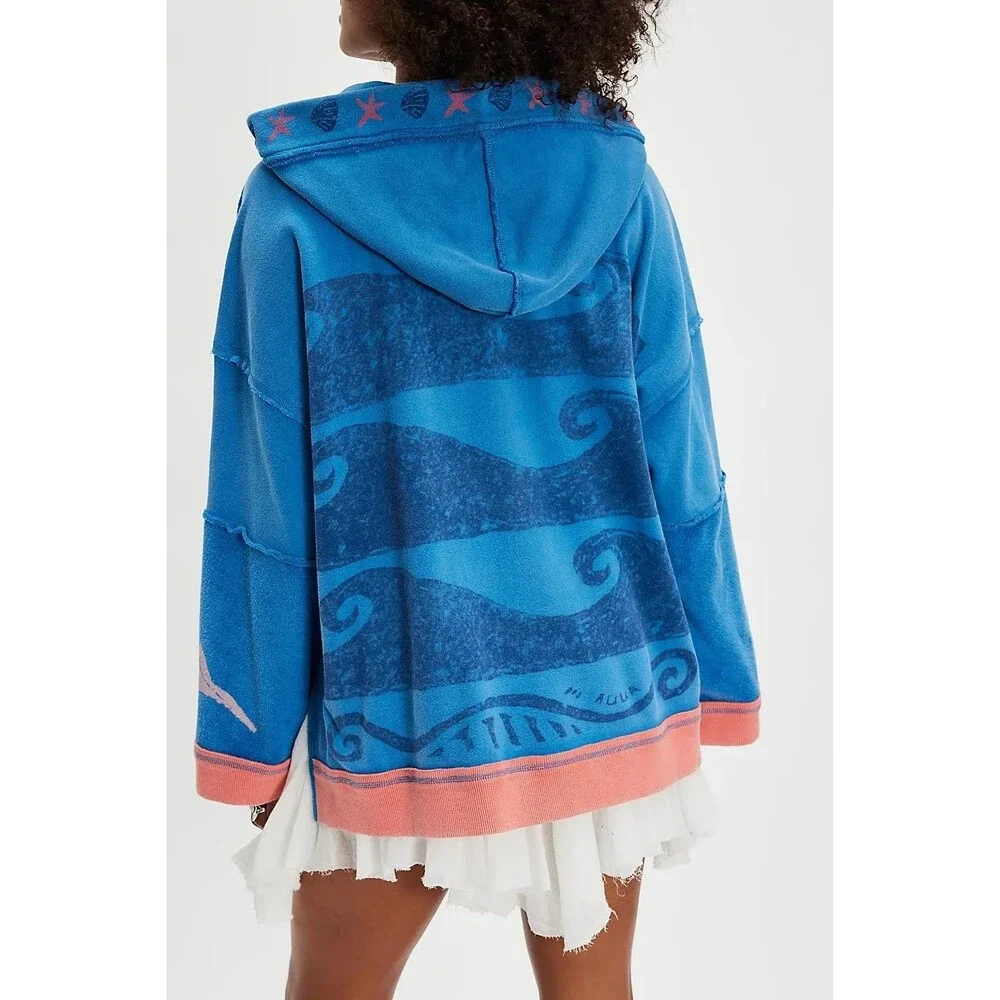 Free People We the Free Seashell Cardi Cropped Jacket Top Oversized S 288850